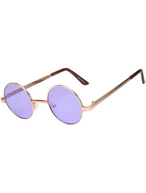 Round Retro Small Circle Tint & Mirror Colored Lens 43-55 mm Sunglasses Metal