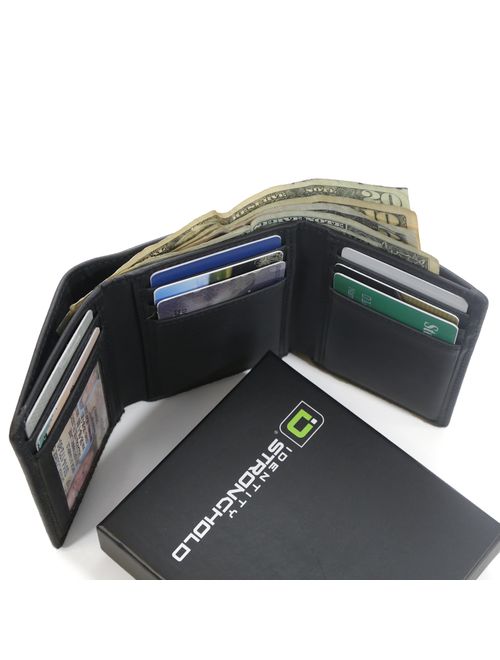 ID Stronghold RFID Blocking Trifold Wallet for Men - Rugged Genuine Leather