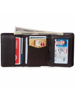 RFID Mens Theo OVERSIZED Trifold Wallet Deluxe Capacity With Divided Bill Section Camden Collection Comes in a Gift Box