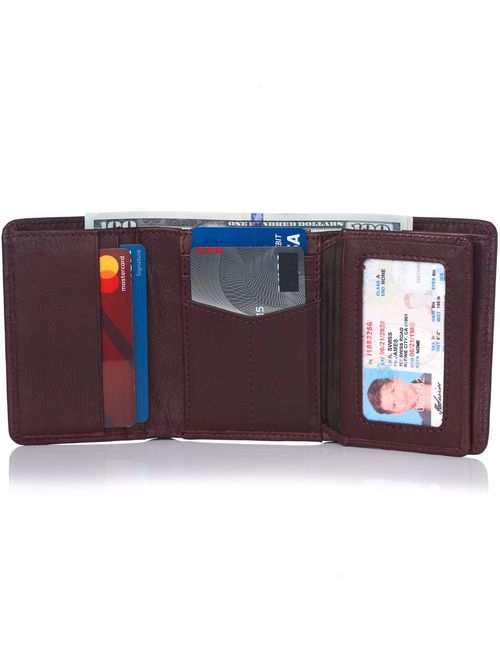 Alpine Swiss RFID Mens Theo OVERSIZED Trifold Wallet Deluxe Capacity With Divided Bill Section Camden Collection Comes in a Gift Box