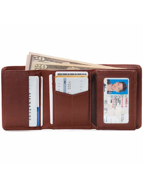 Alpine Swiss RFID Mens Theo OVERSIZED Trifold Wallet Deluxe Capacity With Divided Bill Section Camden Collection Comes in a Gift Box