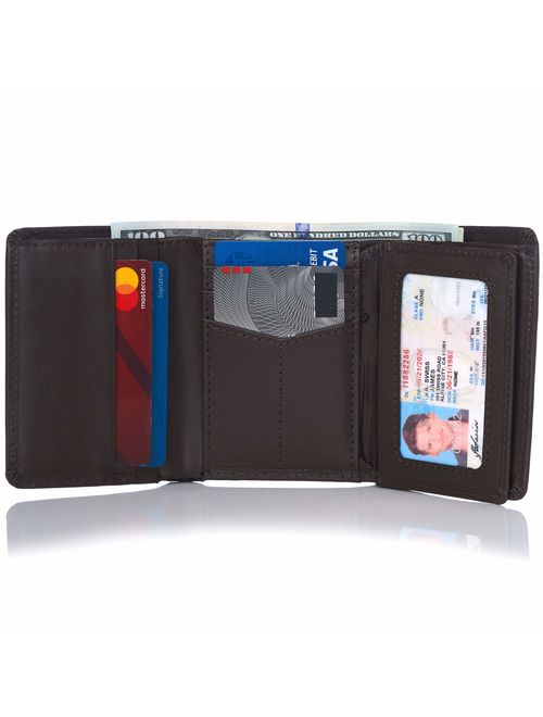 Alpine Swiss RFID Mens Theo OVERSIZED Trifold Wallet Deluxe Capacity With Divided Bill Section Camden Collection Comes in a Gift Box