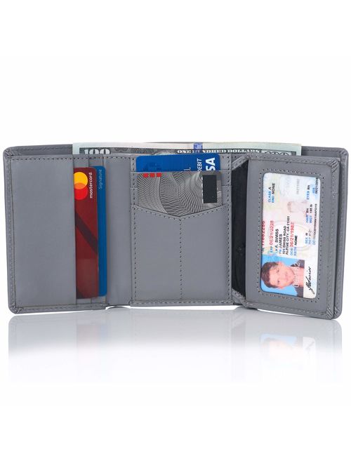 Alpine Swiss RFID Mens Theo OVERSIZED Trifold Wallet Deluxe Capacity With Divided Bill Section Camden Collection Comes in a Gift Box