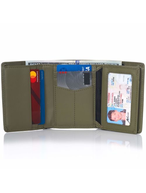 Alpine Swiss RFID Mens Theo OVERSIZED Trifold Wallet Deluxe Capacity With Divided Bill Section Camden Collection Comes in a Gift Box