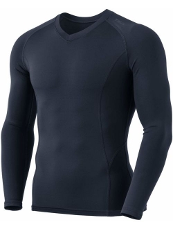 TSLA Men's Thermal Wintergear Compression Baselayer Vneck Long Sleeve Shirt