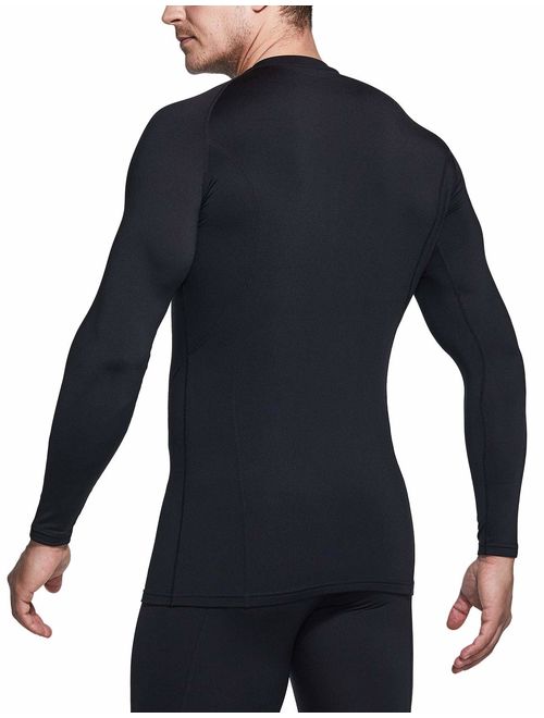 TSLA Men's Thermal Wintergear Compression Baselayer Vneck Long Sleeve Shirt