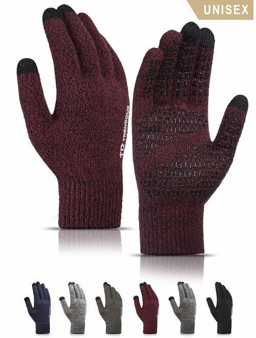 TRENDOUX Winter Gloves Men Women Unisex Touch Screen Glove - Non-slip Grip - Elastic Cuff - Knit Warm Stretchy Material