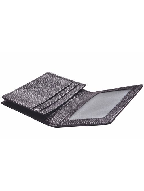 Outrip Genuine Leather Business Card Holder Name Card Case Credit Card Wallet with ID Window RFID Blocking