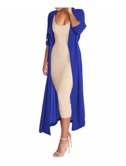 Pure Beauty Women's Long Sleeve Soft Open Front Cover Ups for Women Chiffon Maxi Cardigan