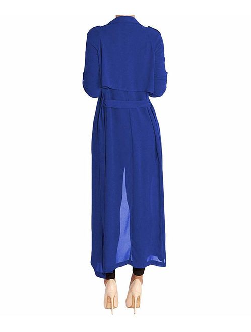 Pure Beauty Women's Long Sleeve Soft Open Front Cover Ups for Women Chiffon Maxi Cardigan