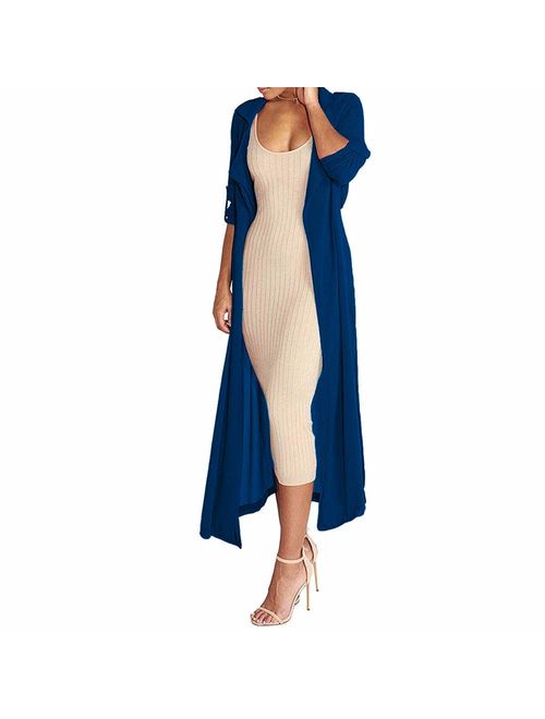 Pure Beauty Women's Long Sleeve Soft Open Front Cover Ups for Women Chiffon Maxi Cardigan