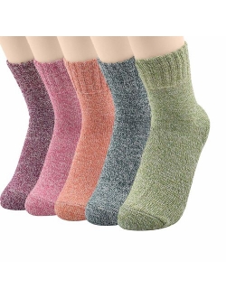 Zando Athletic Sports Knit Pattern Womens Winter Socks Crew Cut Cashmere Retro Thick Warm Soft Wool Socks