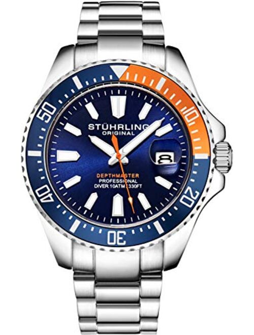 Stuhrling Original Watches for Men - Pro Diver Watch - Sports Watch for Men with Screw Down Crown for 330 Ft. of Water Resistance - Analog Dial, Quartz Movement - Mens Wa