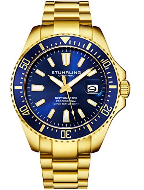 Stuhrling Original Watches for Men - Pro Diver Watch - Sports Watch for Men with Screw Down Crown for 330 Ft. of Water Resistance - Analog Dial, Quartz Movement - Mens Wa