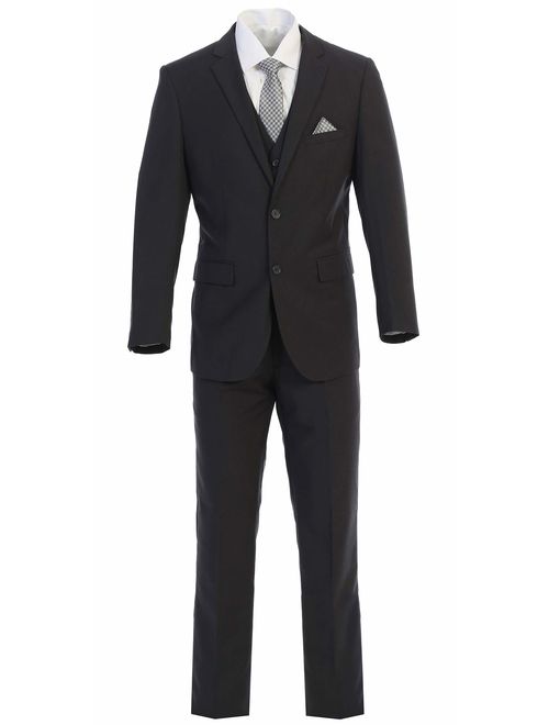 King Formal Wear Elegant Mens Charcoal Gray Two Button Three Piece Suit