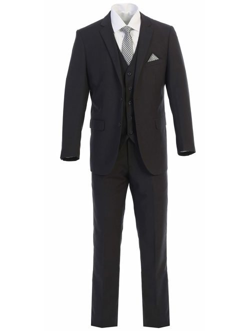 King Formal Wear Elegant Mens Charcoal Gray Two Button Three Piece Suit