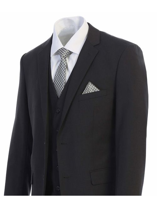 King Formal Wear Elegant Mens Charcoal Gray Two Button Three Piece Suit