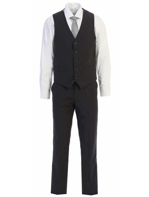 King Formal Wear Elegant Mens Charcoal Gray Two Button Three Piece Suit