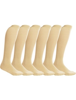 Women's Trouser Socks, Opaque Stretchy Nylon Knee High, Many Colors, 6 or 12 Pairs