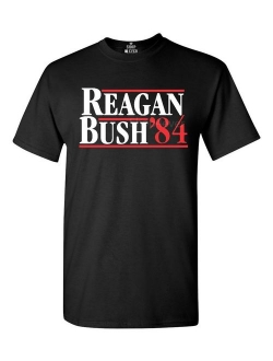 shop4ever Short Sleeve Reagan Bush 84 T-Shirt Presidential Campaign Crew Neck T- Shirts