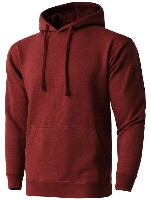 Hat and Beyond Mens Fleece Pullover Hoodie Heavyweight Sweatshirts 1HCA0009 (1maB019_Cranberry, Small)