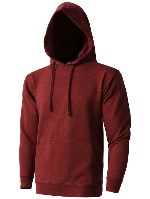 Hat and Beyond Mens Fleece Pullover Hoodie Heavyweight Sweatshirts 1HCA0009 (1maB019_Cranberry, Small)