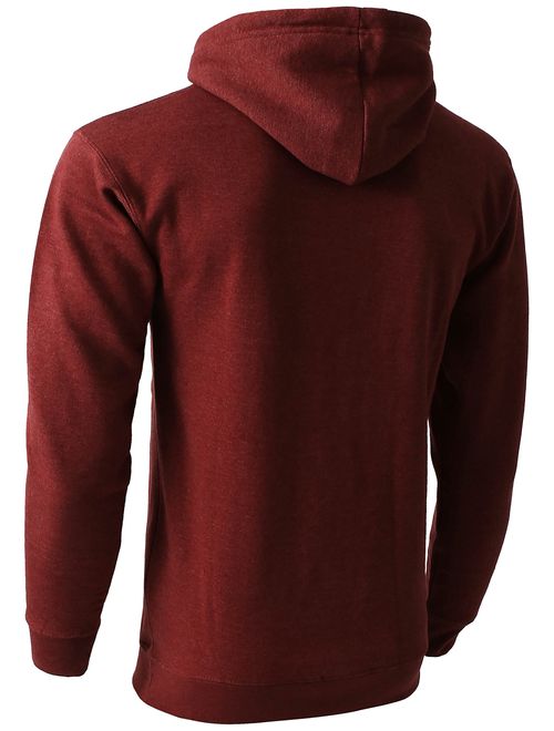 Hat and Beyond Mens Fleece Pullover Hoodie Heavyweight Sweatshirts 1HCA0009 (1maB019_Cranberry, Small)