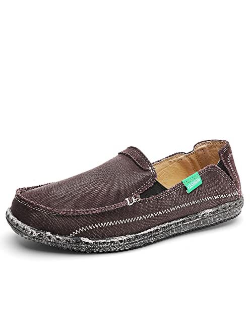 JAMONWU Mens Slip on Cloth Shoes Canvas Casual Loafer Leisure Vintage Boat Shoes