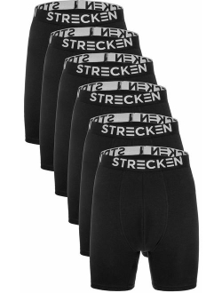 STRECKEN 3 or 6 Pack Men Ultra Soft Long Leg Boxer Brief Breathable Cotton Underwear Value Pack