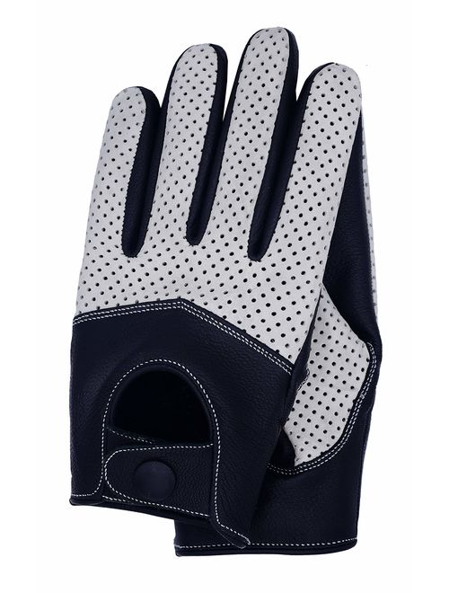 Riparo Motorsports Men's Half Mesh Leather Driving Gloves