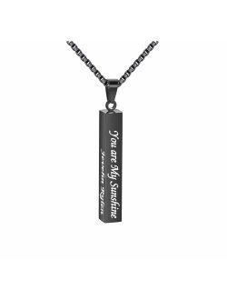 EVER2000 Personalized 3D Vertical Bar Necklace, Custom Necklace Engraved with Any Name Pendant Jewelry Gift