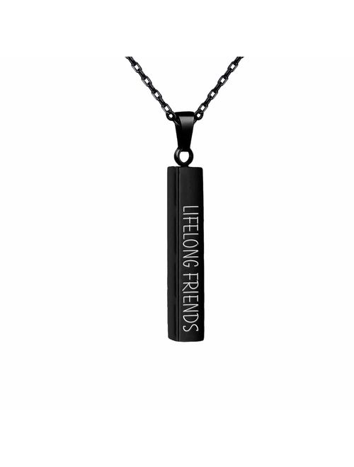 EVER2000 Personalized 3D Vertical Bar Necklace, Custom Necklace Engraved with Any Name Pendant Jewelry Gift