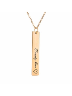 Yoke Style Personalized Bar Necklace, Engraved Custom Name Necklace Charm Pendant Jewelry Gift for Women