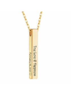 MeMoShe Personalized 4 Sided Vertical Bar Necklace, Custom Names Necklace Message Engraved Dainty Jewelry for Men