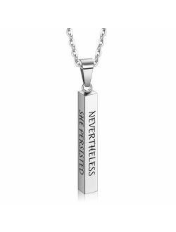 PAERAPAK Personalized Necklace - Engraved Name Necklace 3D Vertical Bar Necklace Dainty Stainless Steel Mens Necklace Bar Pendant Necklaces for Men Graduation Jewelry Gif