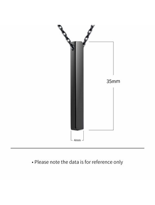 Yofair Custom Vertical Bar Necklace Personalized 925 Sterling Silver Couple Engraved 3D Bar Pendant Jewelry for Men Women