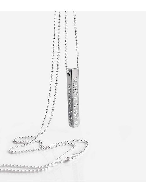 Engraved 3D Bar necklace for Men, Personalized 4 Sided Vertical Bar Necklace, Name Bar Necklace [3DMP]