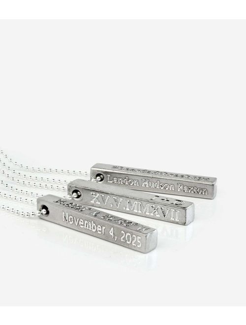 Engraved 3D Bar necklace for Men, Personalized 4 Sided Vertical Bar Necklace, Name Bar Necklace [3DMP]