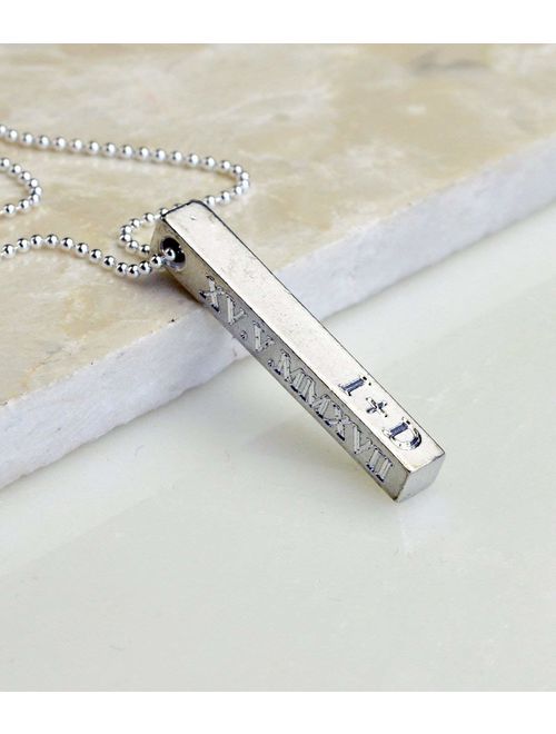 Engraved 3D Bar necklace for Men, Personalized 4 Sided Vertical Bar Necklace, Name Bar Necklace [3DMP]