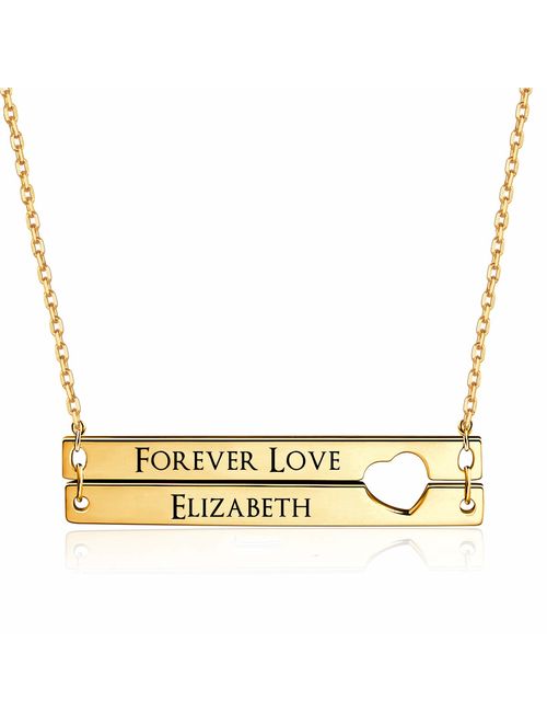 Dreamdecor Custom Bar Necklace Engraved Bar Pendant Necklace Personalized Horizontal Bar Name Necklace for Women