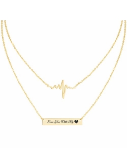 MeMoShe Personalized Bar Necklace, 18K Gold Plated Custom Name Engravable Necklace with Adjustable Chain Charm Gift for Bridesmaid