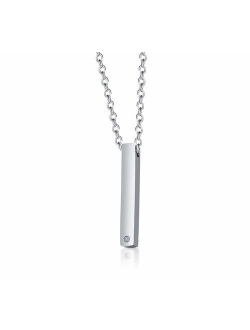 VNOX Customize-4 Sided 3D Initial Stainless Steel Crystal Vertical Bar Necklace Set of 2/3/4/5,Friendship Gift