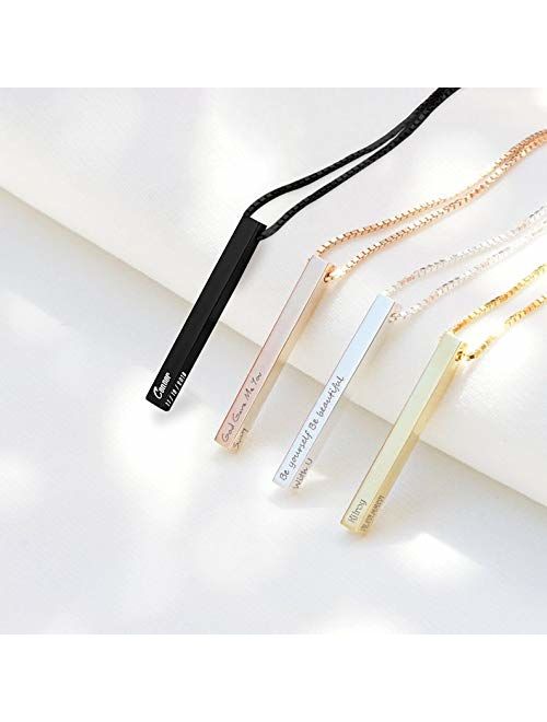 Dreamdecor Vertical Custom 3D Bar Necklace Personalized Engraved Message Pendant Necklace for Mother