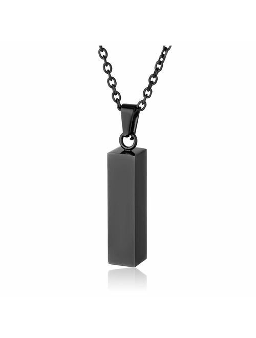 Jovivi Personalized Custom Vertical Tube Bar Urn Necklace for Ashes Memorial Keepsake Pendant Cremation Jewelry w/Filler Kit