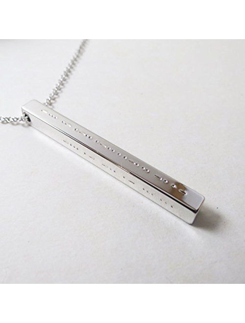 Morse Code Necklace Bar Jewelry Hidden Message 3D Necklace Bridesmaids Gift Mothers Vertical Bar Necklace