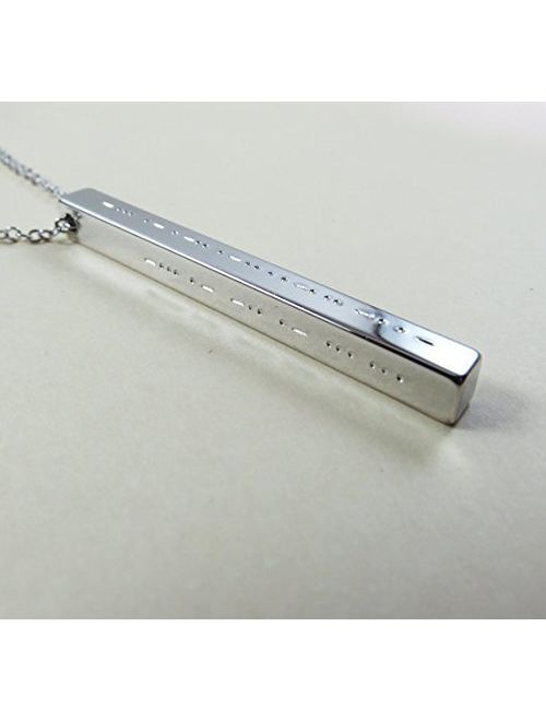 Morse Code Necklace Bar Jewelry Hidden Message 3D Necklace Bridesmaids Gift Mothers Vertical Bar Necklace