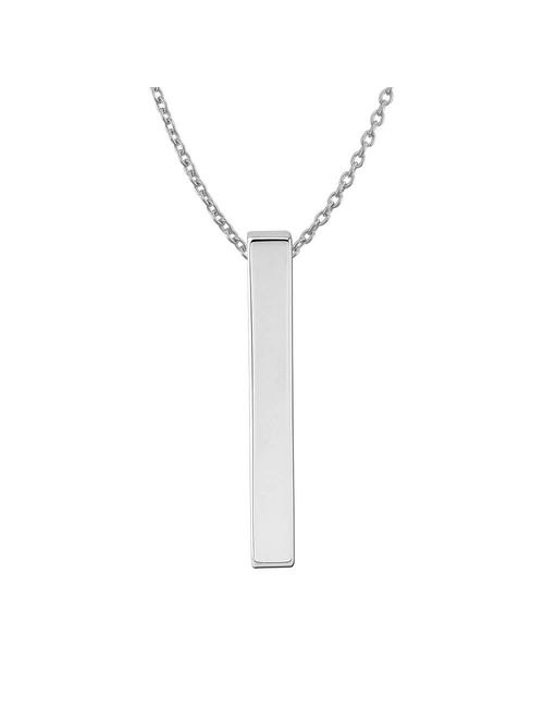 Sterling Silver Plain Vertical Bar Pendant Necklace w/Chain (18.00)