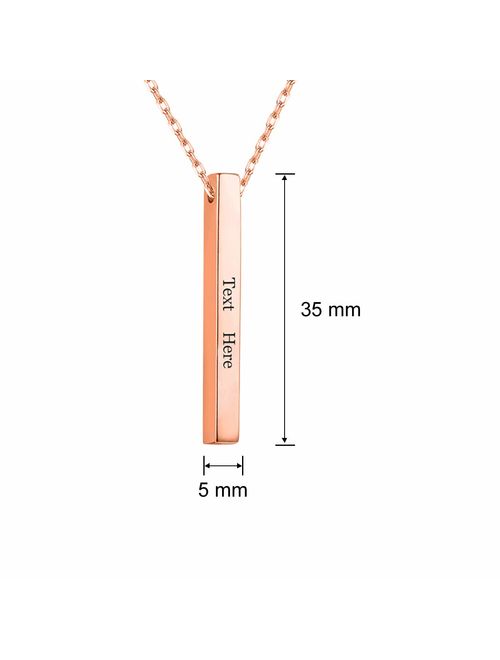 DesignForYou Personalized 3D Vertical Bar Necklace Engraved Names Necklace Custom Dainty Jewelry Gift for Men