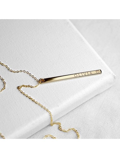 Mothers Day Gift for Her Vertical Bar Necklace for Women Personalized Necklace Simple Coordinate Necklace Latitude Longitude Jewelry for Bridesmaid Gift Gifts from Daught