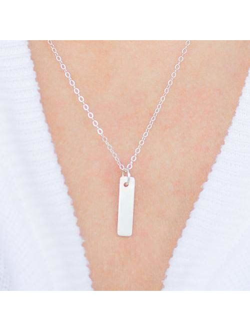 Personalized Vertical Bar Necklace Engraved Name Pendant with Birthstone Customized Name Necklace Jewelry Gift for Couple